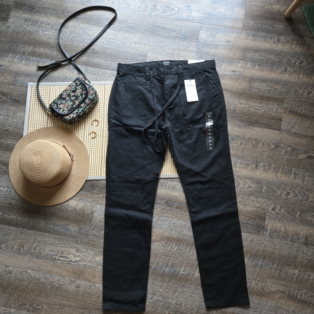 Black Skinny Chinos With Drawstring